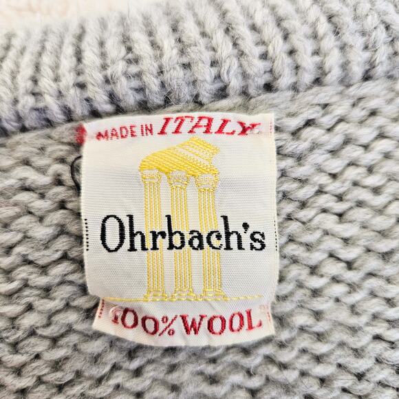 VTG 100% Wool Cable Knit V-neck Sweater Preppy Academia Made in Italy Size M - Picture 5 of 8